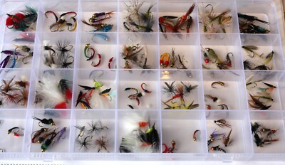 Box of 112 Flies Diawl Bach Hares Ear Blobs Olives Cats Whisker Cormorant