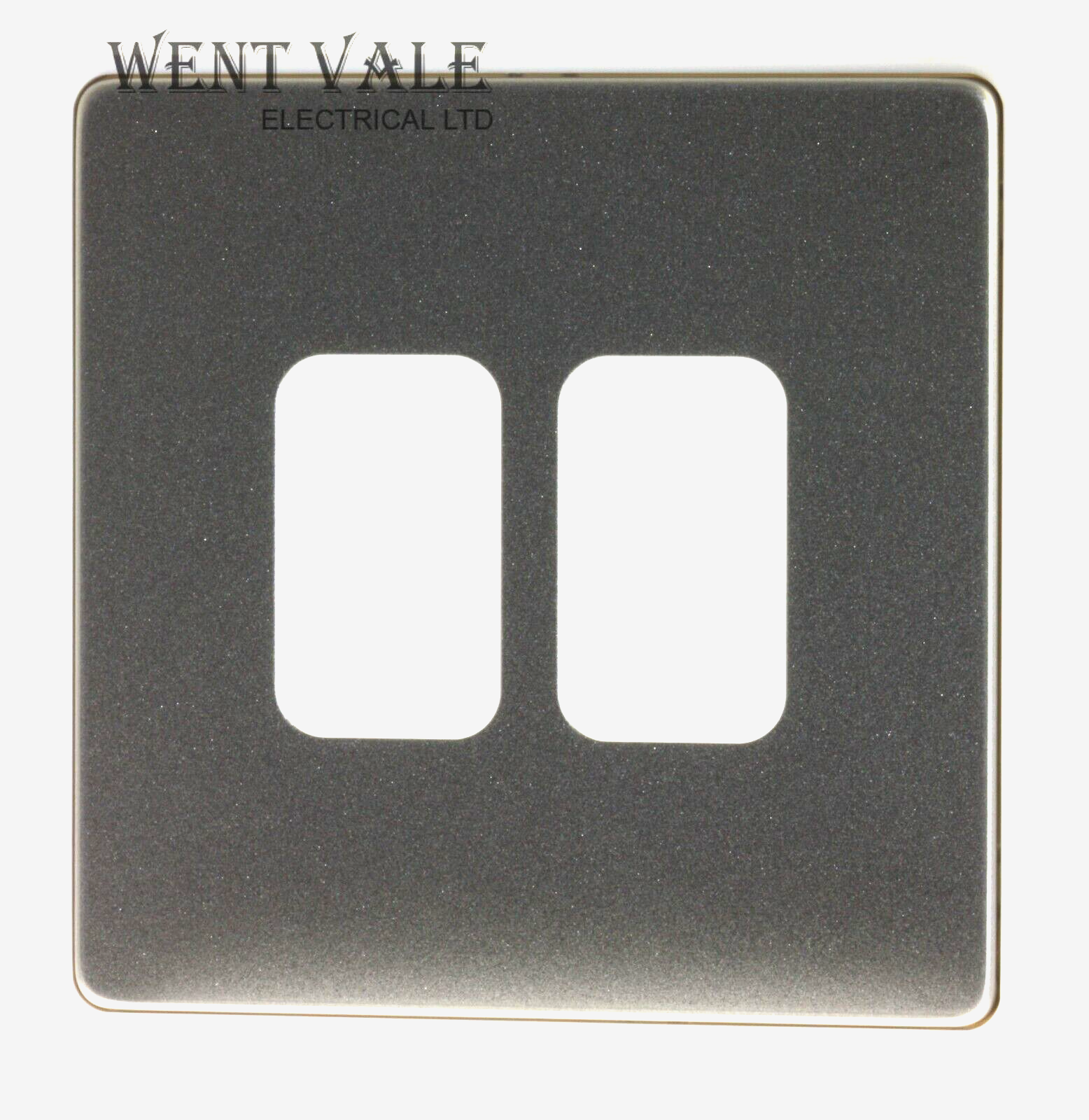 MK Dimensions - MHFP002SSTW -  1 Gang 2 Mod Grid Switch Front Plate