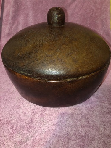 Vintage Antique Heavy Wooden Bowl With Lid Dish Large - 第 1/6 張圖片