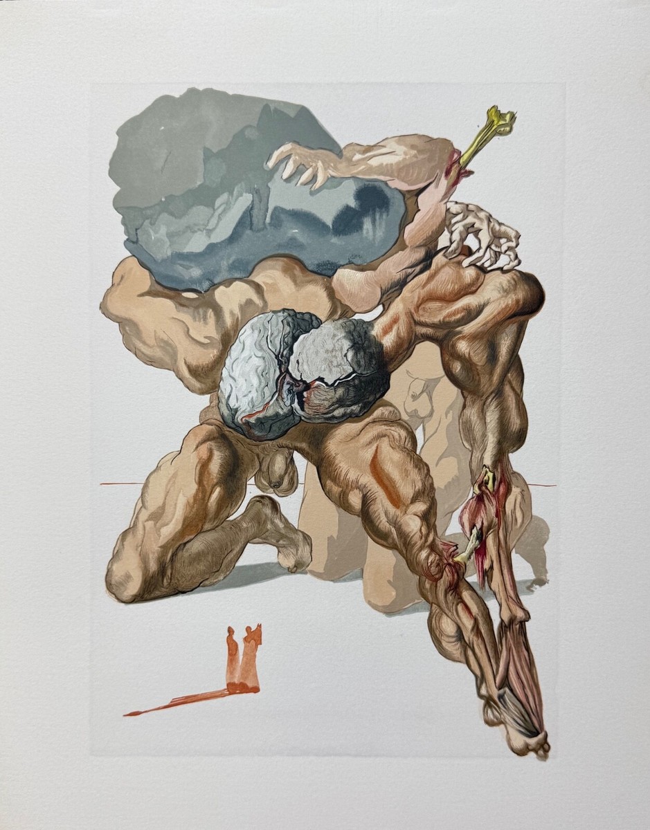 Salvador Dali 1960 DIVINE COMEDY INFERNO #7 Color Woodcut