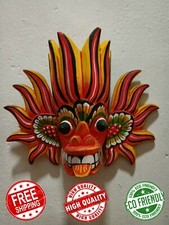 6" NEW SRI LANKAN TRADITIONAL Hand Carved Wooden FIRE DEVIL Mask Home Decor