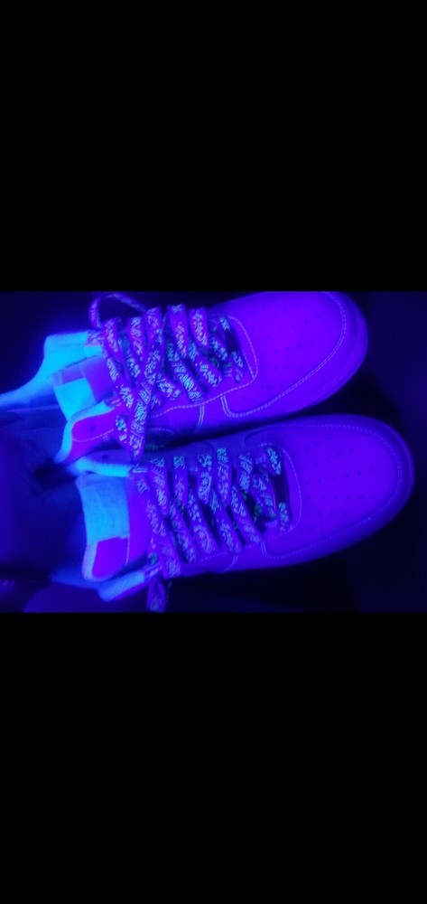 Size 10.5 - Nike Air Force 1 Low '07 White with blue luminous laces+x2 reg laces