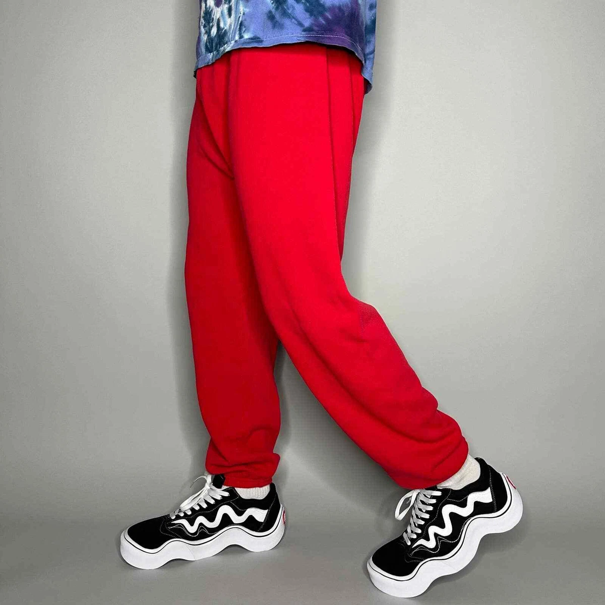 Vintage Crimson Red Joggers Sweatpants XL Hanes Blank Made in USA 80s