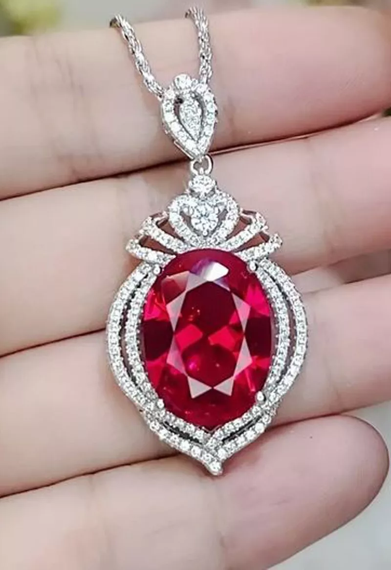 Certified 1.60ct Natural round Diamond 14k solid white gold ruby