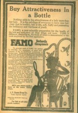 Advertising- Newspaper FAMO Hair Dressing Retards Grayness Barbershop Sales 1918