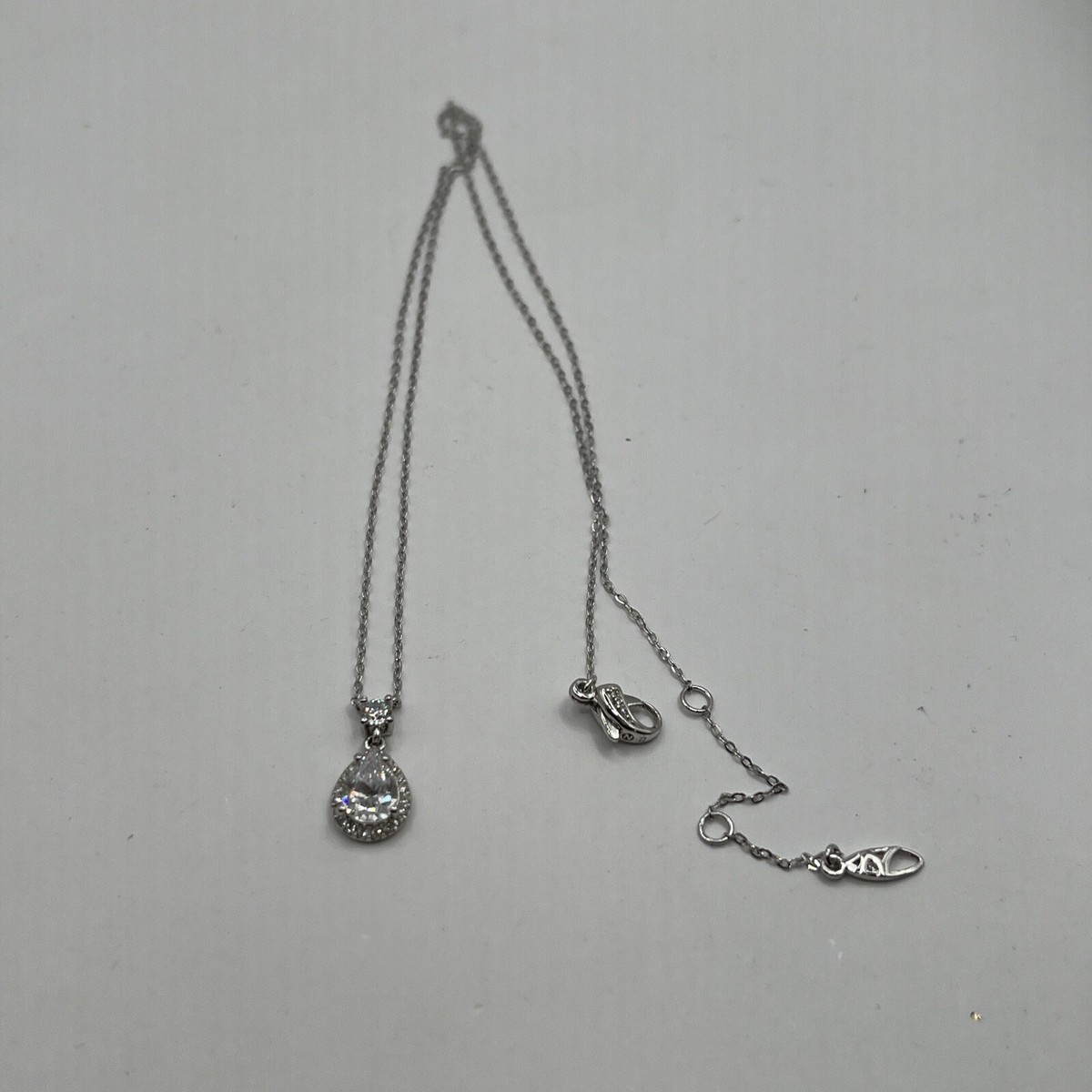 Nadri Round Halo Solitare CZ Cubic Zirconia Silver Necklace 16