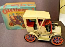 VINTAGE MT MODERN TOYS OLD TIMERS No. 2 LEVER ACTION TIN CAR WITH BOX
