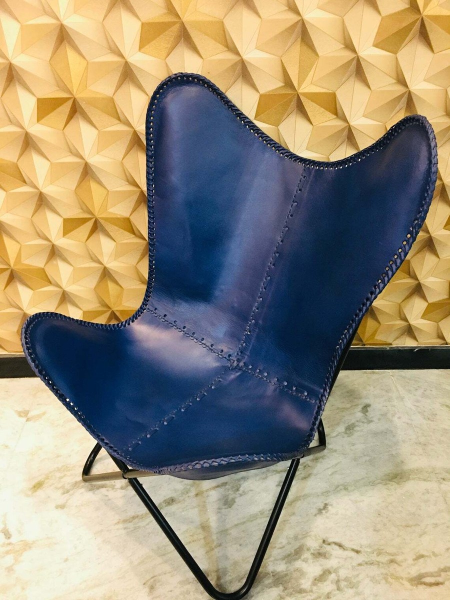 Leather Furniture Blue Butterfly Chair Indiamart Leather Folding