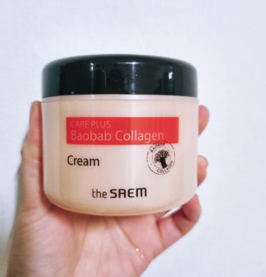 the SAEM Care Plus Baobab Moisturizing Collagen Cream 3.4oz Korean Cosmetics