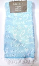 LADINNE SET OF 3 PC BLUE,WHITE HEART," LOVE" OVERSIZED 100% COTTON KITCHEN TOWEL