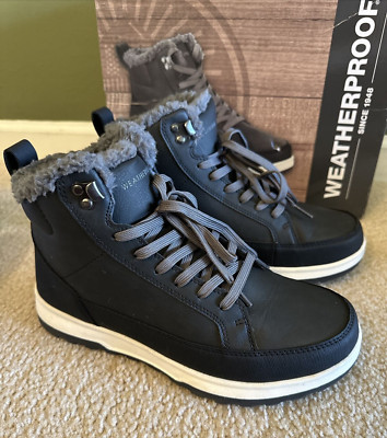 Weatherproof Men's Boot Logjam Style Sneaker Boot Dark Grey Size 9 Memory Foam