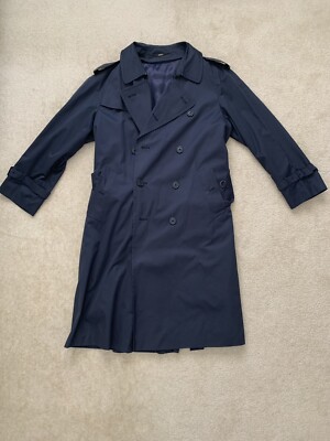 Vintage Valmeline Wool Rain Trenchcoat Jacket Navy Blue size 48 | eBay
