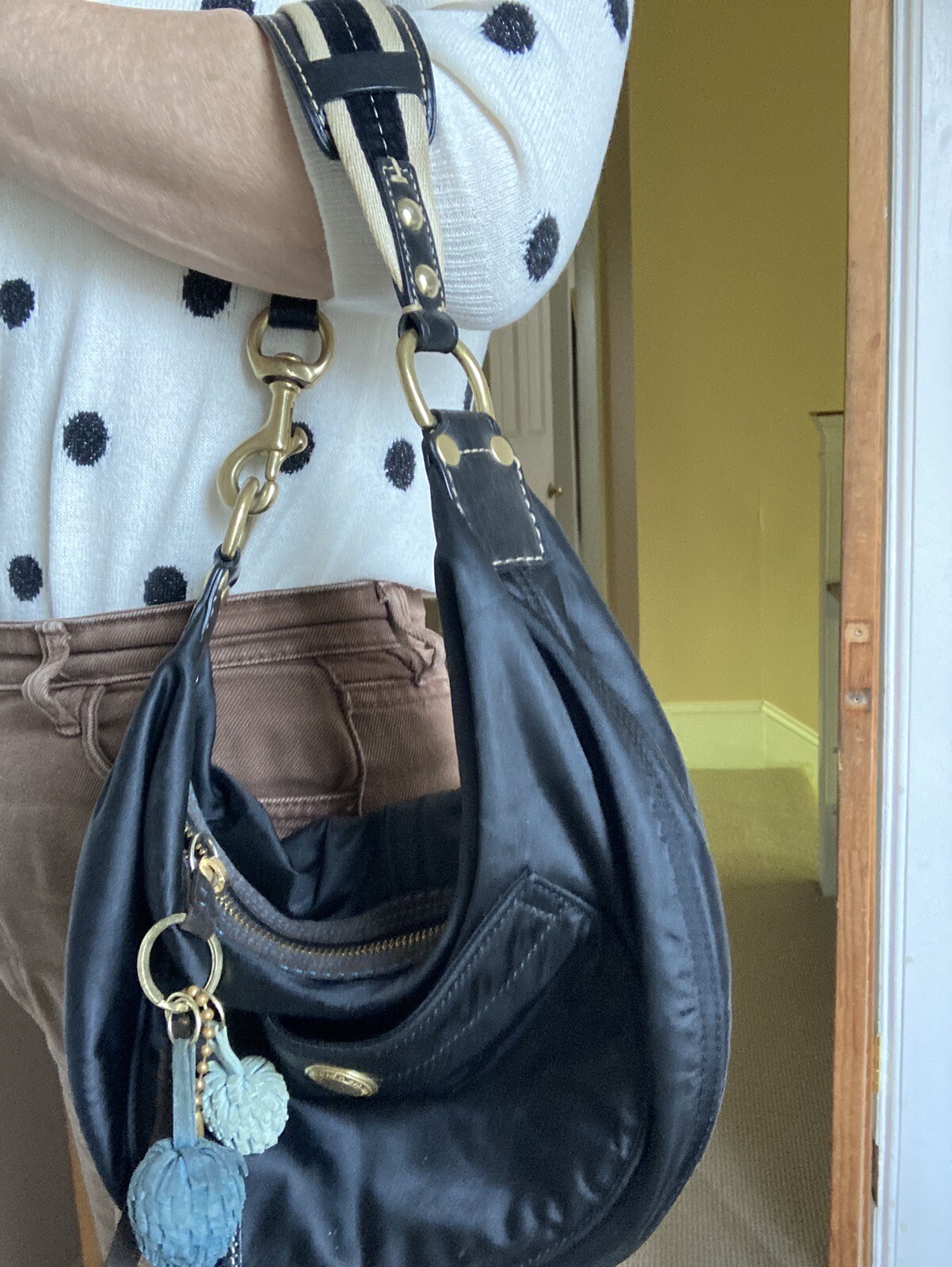 Coach Small Black Hobo Shoulder Bag Or Purse With Bra… Gem