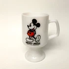 Vintage Mickey Mouse White Milk Glass Pedestal Mug