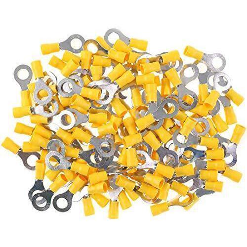 100Pcs 12-10AWG Insulated Terminals Ring Electrical Wire Crimp Connectors
