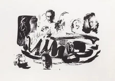 Unknown Artist, Faces in a Crowd, Lithograph, unsigned