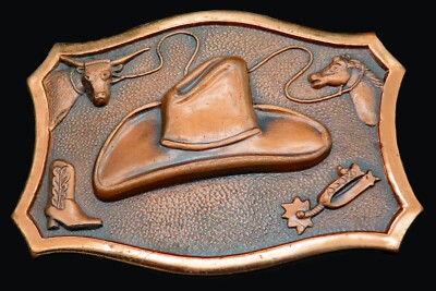Cowboy Hat Spurs Boot Longhorn Steer Horse Leavens Vintage  display picture 3