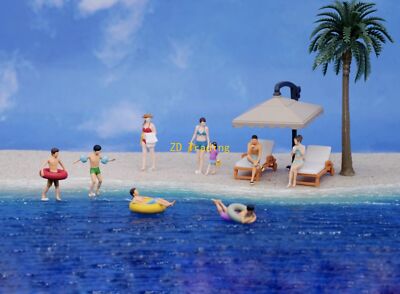 ZD 1:64 Painted Figure Model Miniature  Diorama Swimming Kid Man Lady Pool 