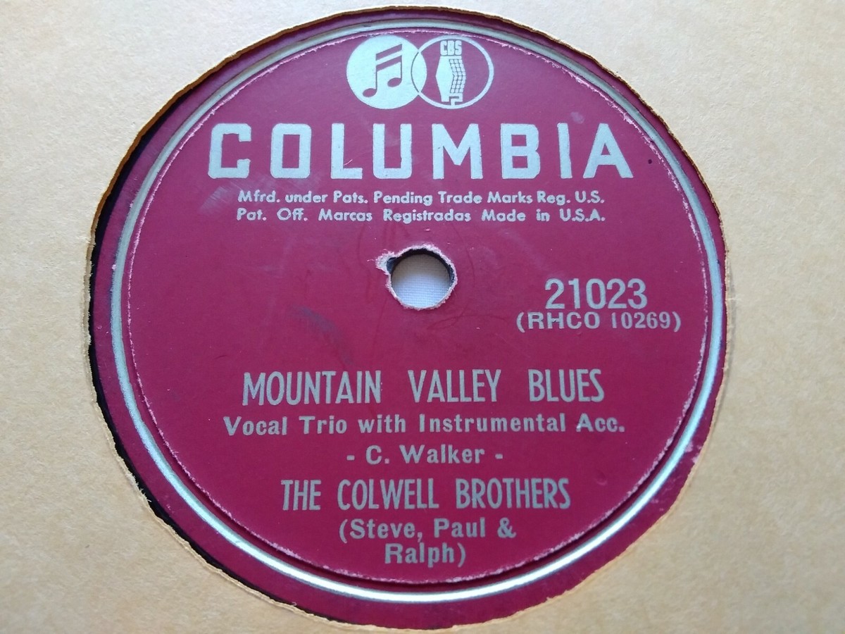 The Colwell Brothers 78rpm Single 10-inch Columbia #21023 Mountain