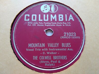 The Colwell Brothers 78rpm Single 10-inch Columbia #21023 Mountain