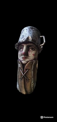 Escultura Madera/ Metal  By Carlos Cesar T:Serie Sombrerero 35 Cm Unique piece.