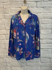 Johnny Was Women's Revive Royal Blue Floral Button Front Pajama Top Sz S