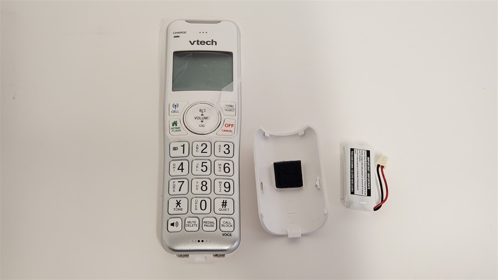 Vtech VS112-47 DECT 6.0 Bluetooth Handset Cordless Phone with Battery, White NEW