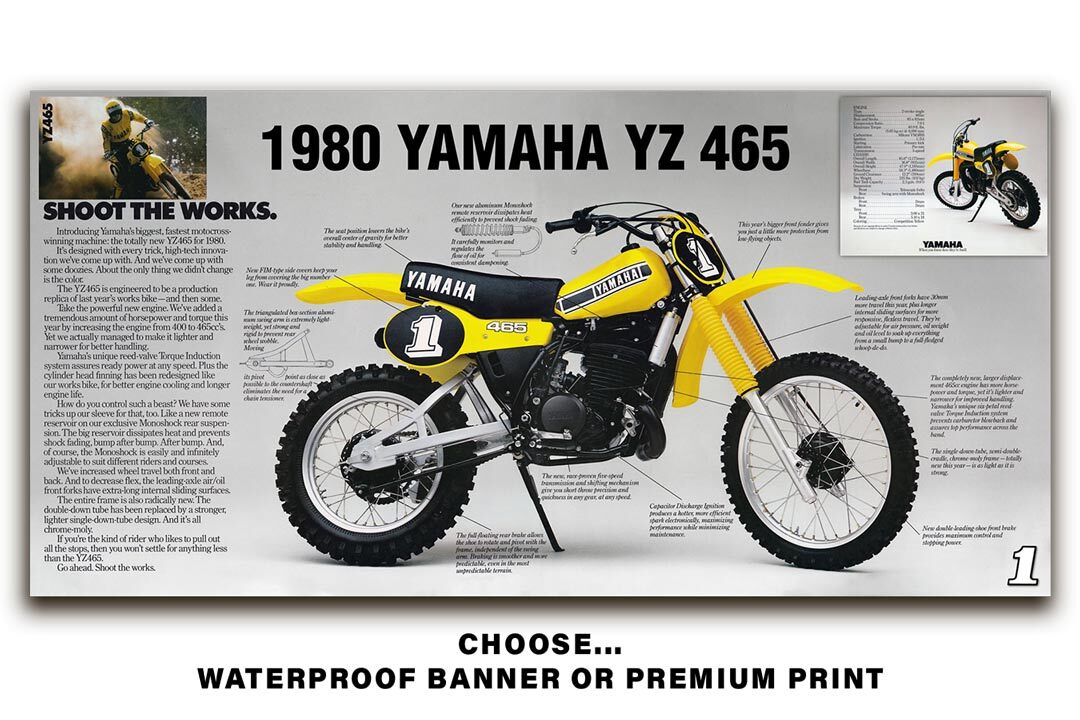 1980 Yamaha YZ 465 Banner Poster Flyer Brochure Art Decal 1980 Yamaha YZ 465 Banner Poster Flyer Brochure Art Decal