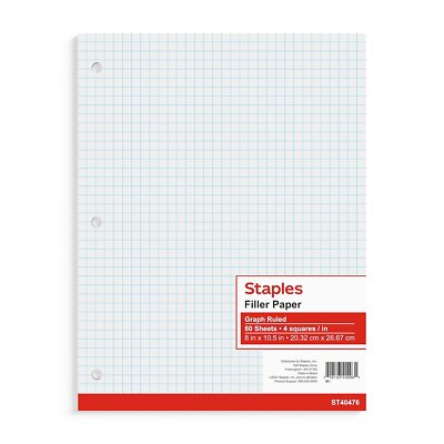 Staples Graph Ruled Filler Paper 8'' x 10-1/2'' TR40476B