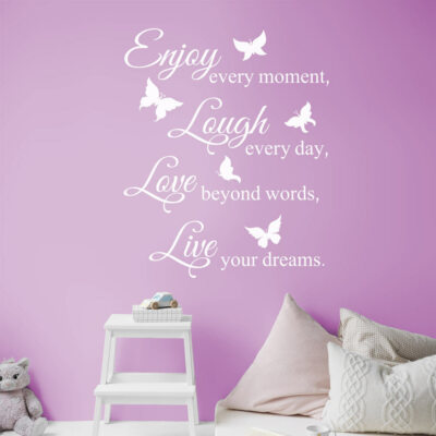 Wandtattoo Wandaufkleber Enjoy Lough Love Live Butterfly - W103