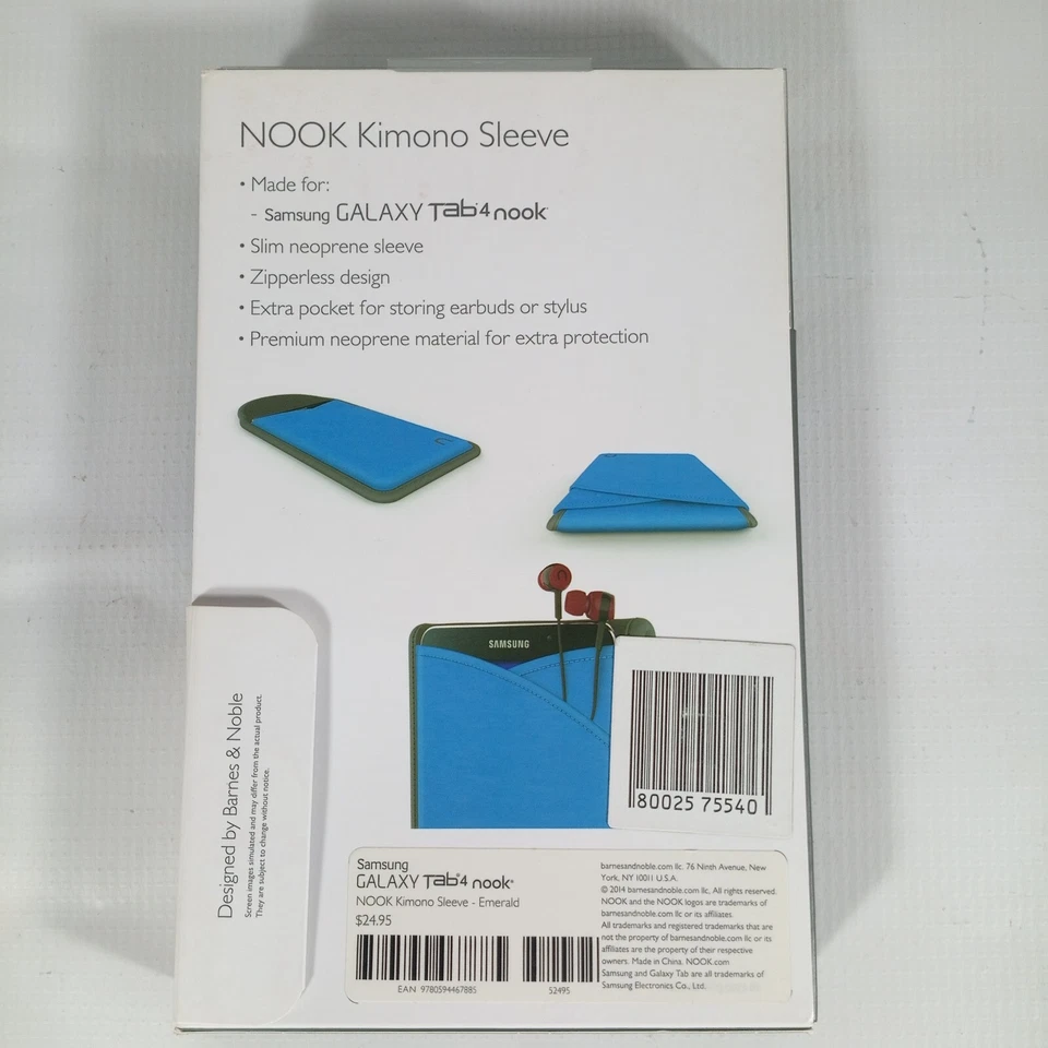 NOOK Kimono Sleeve For SAMSUNG GALAXY TAB 4 Emerald Green MSRP $24+ - Image 3 of 4