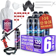 Spray Foam Insulation Kit (6 PK Kit-25.4oz) Expanding Sealant, Closed Cell