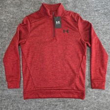 NWT Under Armour Sweater Mens Small Red Heather Golf 1/4 Zip Loose Fit Fleece