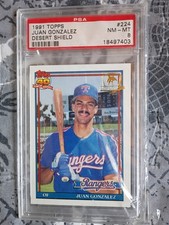 JUAN GONZALEZ 1991 TOPPS DESERT SHIELD #224 RANGERS PSA 8
