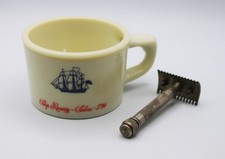 VTG Old Spice Glass Shaving Mug Shulton Ship Grand Turk Recovery Salem 1794