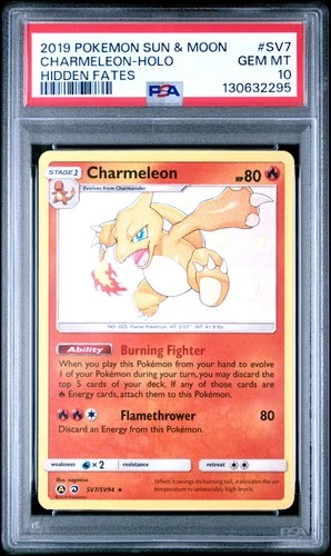 2019 POKEMON SUN & MOON HIDDEN FATES #SV7 CHARMELEON-HOLO PSA 10