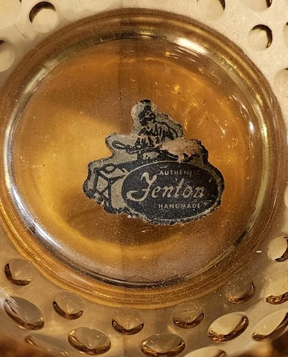 Fenton Amber Hobnail Ruffled Edge Glass Rose Bowl Vase 3X4