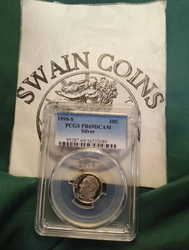 1998-S 10C Roosevelt Silver Dime PF 69 Ultra Cameo E5-115