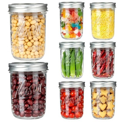 Wide Mouth Mason Jars 16 oz with Lids [8 Pack], Mason Jars with Lids, Canning...