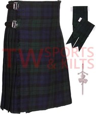 Scottish Outfit Black Watch Tartan Kilt Set - 09 Pieces Kilt Accessories for Men