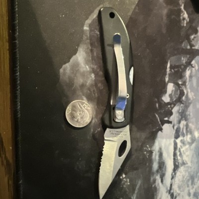 Maxam Stainless Steel Pocketknife Black Plastic Handle Combination Edge