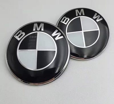2x 82mm BMW Emblem Schwarz Logo Black Motorhaube Heckklappe 8132375 E36 E60 E61