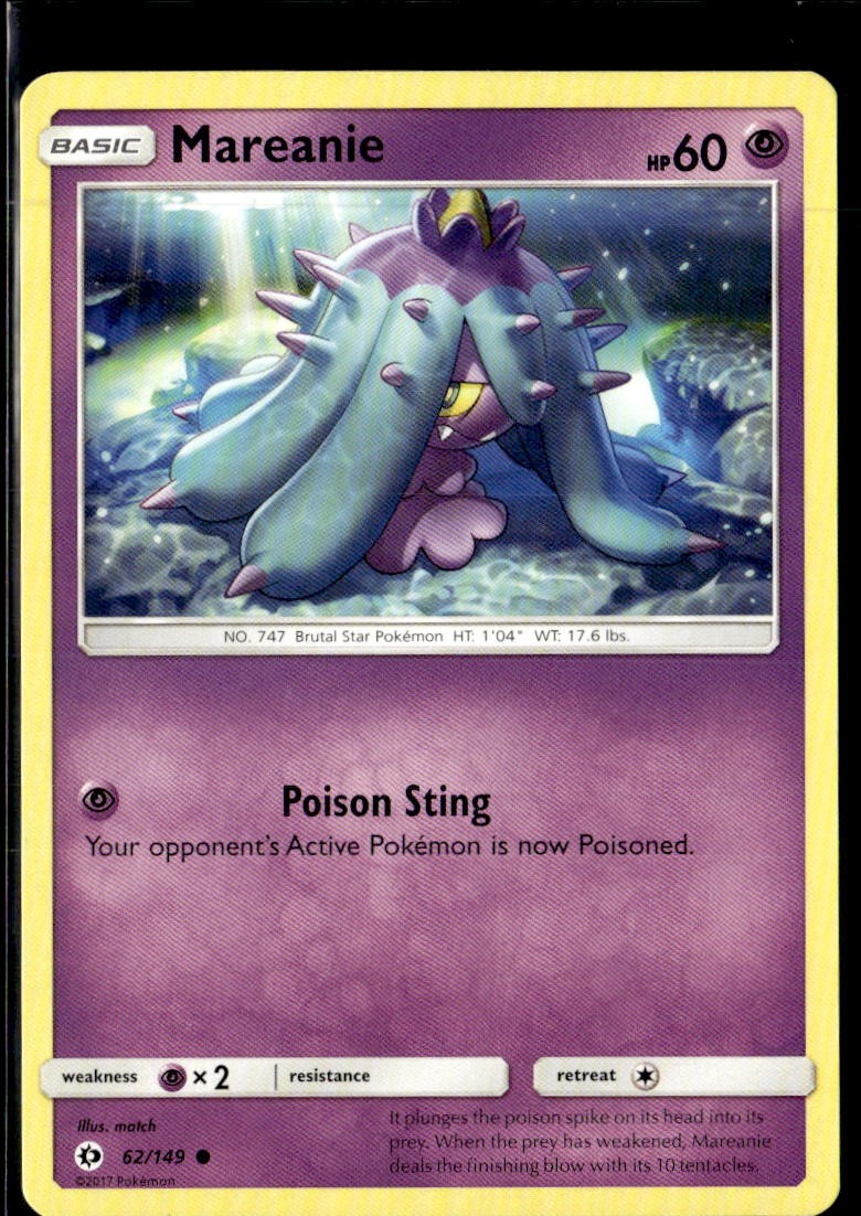 Pokemon Mareanie 62/149 Sun Moon Base Set Non Holo Common 5 Card Lot