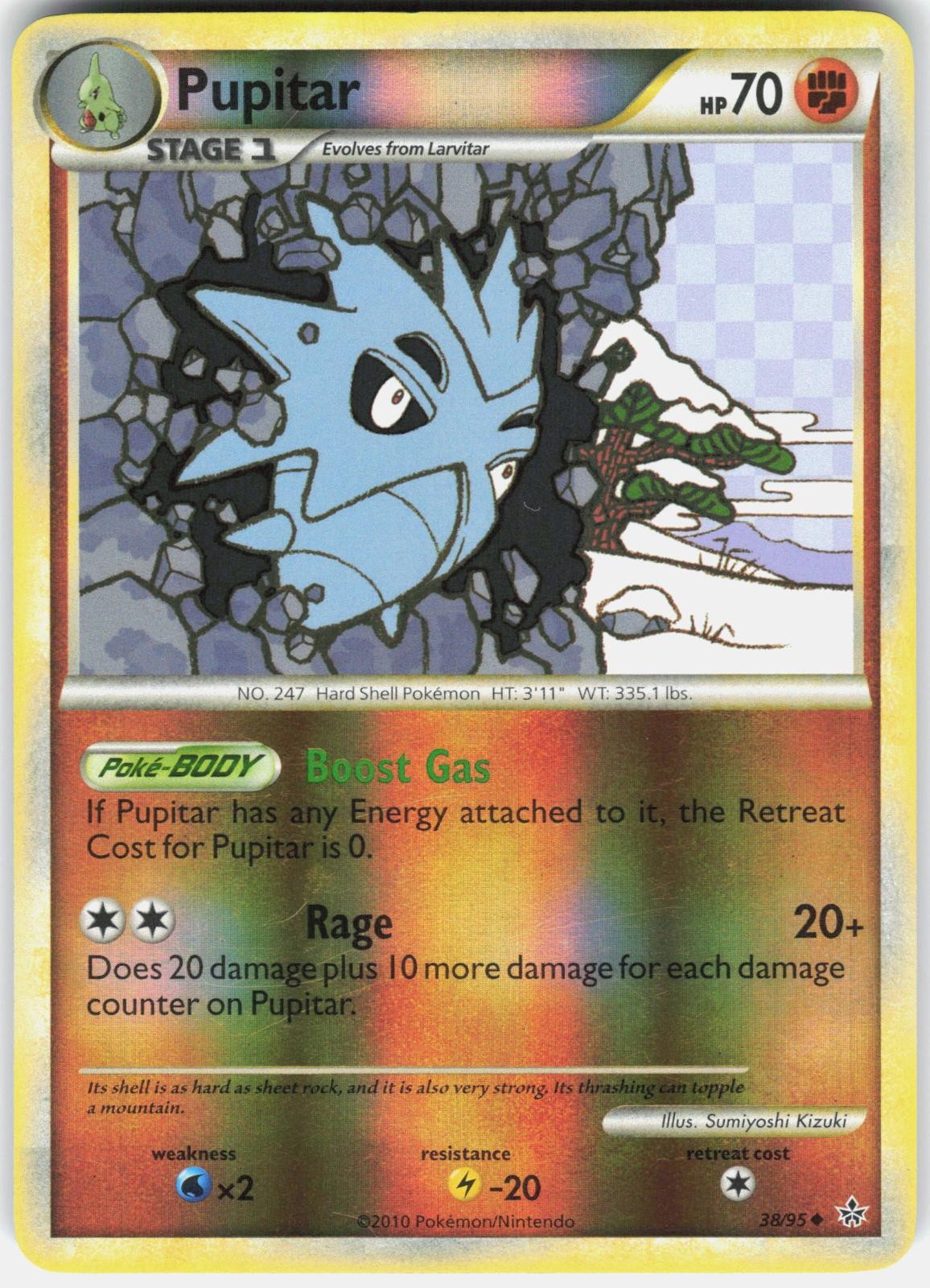 Pupitar 38/95 Uncommon HGSS Unleashed Pokemon Reverse Holo Moderately Played
