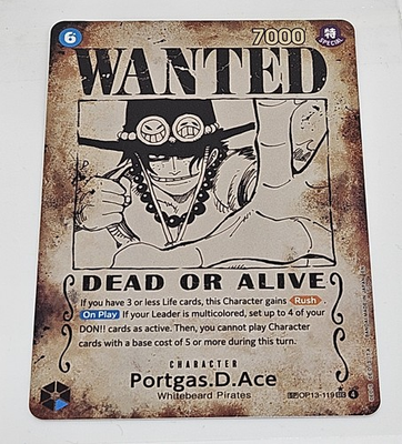 #ad One Piece Portgas D. Ace OP13 119 Alternate Art Wanted ENGLISH Pre Errata NM $800.00