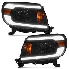 Weelmoto Pair Headlights Led Drl For 2005-2011 Toyota Tacoma Black Headlamps