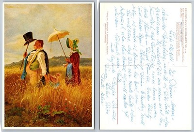 Carl Spitzweg Sunday Stroll 1841 Art Postcard Bruckmann Munich Germany