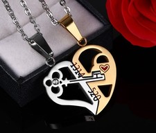 Pendant Love Necklace Set Valentine Gifts Stainless Steel Chain for Lovers