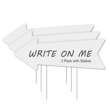 3 Pack 17x6 Inch Blank Arrow Signs with Stakes for Wedding Birthday Party