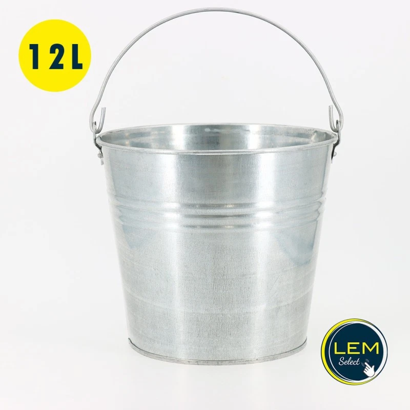 Seau 12L Robuste et polyvalent de jardin en Acier galvanisé avec poignée - Terre - Photo 2/4